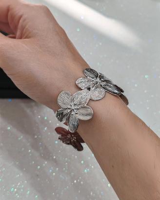 Bracciale Acciaio Rigido Regolabile Argento 