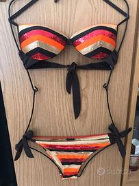 Bikini Calzedonia paillettes oro e arancio push-up