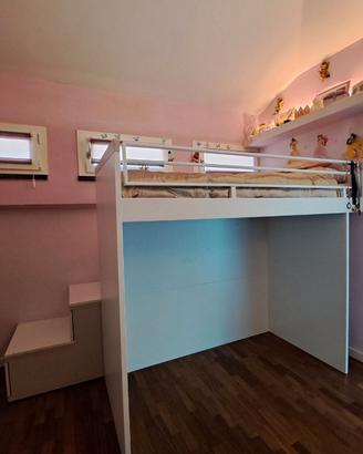 Letto a soppalco singolo con cassetti contenitori