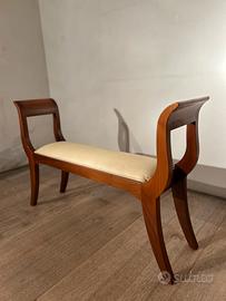 Elegante panca in noce Tanganika e pelle