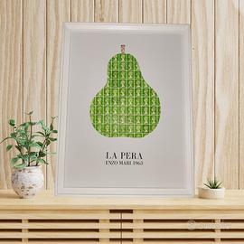 Quadro "La Pera" Enzo Mari con Francobolli Vintage