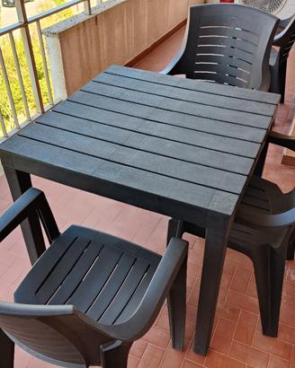 Set da Giardino Antracite: Tavolo + 4 Sedie