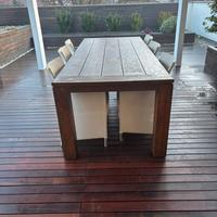 Tavolo 100x240 teak invecchiato + 6sedie alluminio