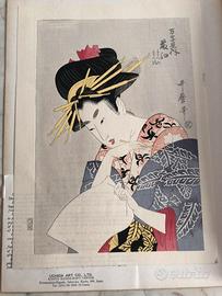 Utamaro con certificato Xilografia in rilievo