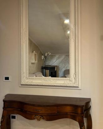 Console in legno massello e specchio