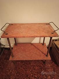 Carrellino vintage in marmo e ferro primi ’900