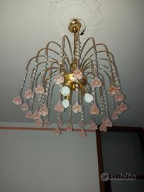 Lampadario cascata in vetro di Murano