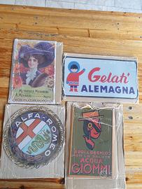 Lotto 4 Targhe Pubblicitarie Vintage da Collezion