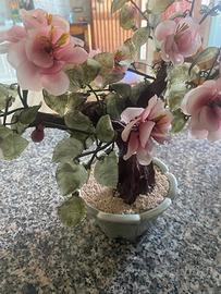 Bonsai in vetro giada e ceramica cinese