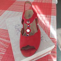 Sandalo NUOVO marca LOREN rosso/argento 38