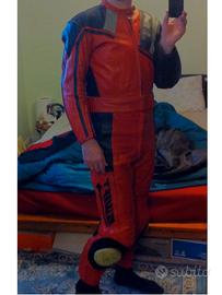 Tuta in pelle Swift da moto color rossa-nera - rsg