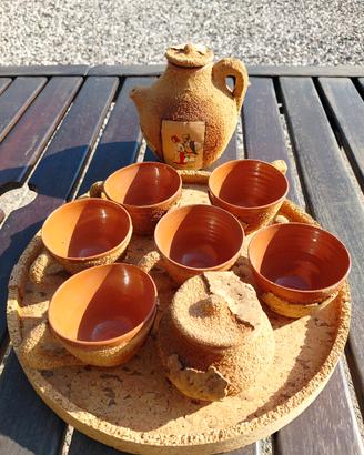 servizio da te in ceramica e sughero sardo 