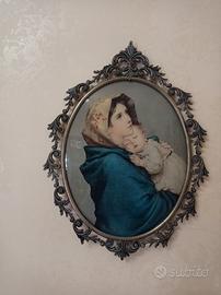 Quadro ovale in ottone Madonnina cm43xcm21