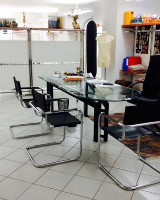 scrivania metallo e cristallo  cm 205x 89