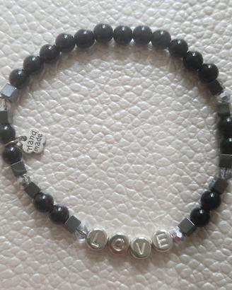 Bracciale uomo acciaio pietra onice e cristalli