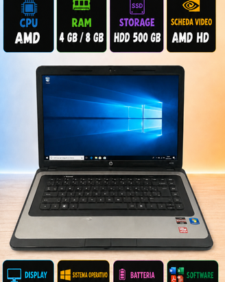 PC Portatile HP AMD RAM Max 8GB 240GB Win11