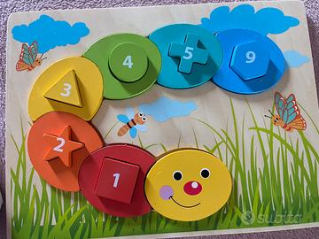 Puzzle incastro numeri e forme per bambini