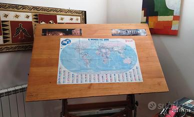 Tavolo da disegno legno massiccio anni '60