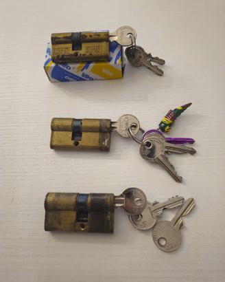 3 SERRATURE + CHIAVI PER PORTA ESTERNA USATE
