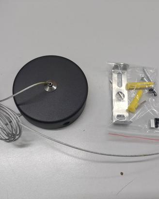 Rosone nero cavo acciaio binari lampadari