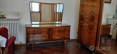 camera da letto completa anni '50 in radica noce