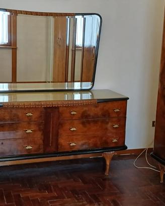 camera da letto completa anni '50 in radica noce