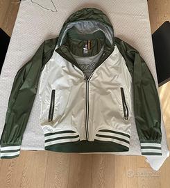 K-Way giacca vento con cappuccio bianco/verde - L