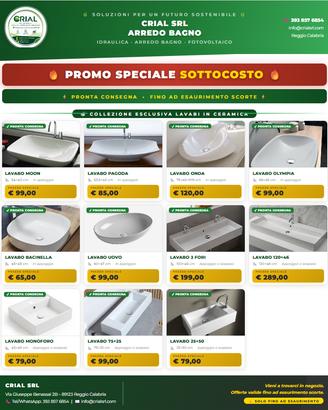 Lavabi in Ceramica Sottocosto Pronta Consegna