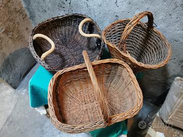 Lotto 3 cesti con manico grandi