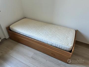 Letto singolo piu materasso con secondo estraibile