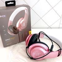 Cuffie con microfono MTK K3407 rosa metallizzato