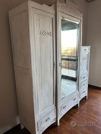 Armadio shabby chic 3 ante con specchio