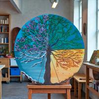 4 stagioni. Quadro dipinto a mano