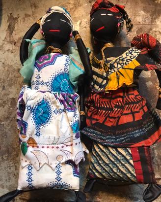 Bamboline reggilibro fatte a mano afticane anni70