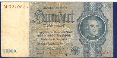 GERMANIA 1935 banconota 100 Reichsmark VF