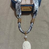 Collana/ foulard Cammeo Artigianale stile retrò 