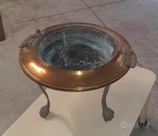 braciere antico rame e ottone - supporto alto Ø50