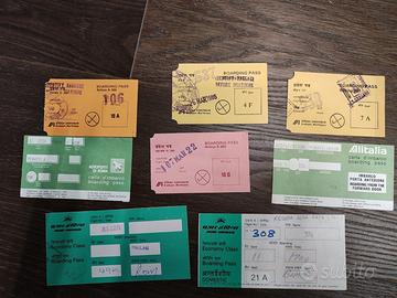 7 biglietti aerei internazionali anni '80