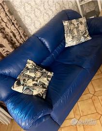 Divano 3 e 2 Posti in Pelle Blu