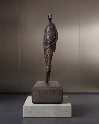Scultura statuetta bronzo stile Giacometti h 16 cm
