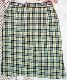 Gonna a quadri verde/beige con tasche