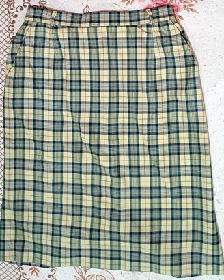 Gonna a quadri verde/beige con tasche