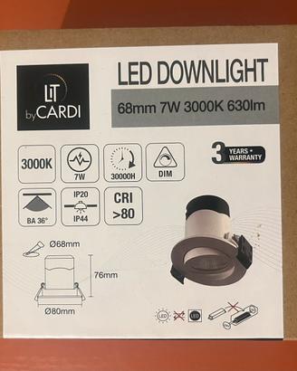 Faretto LED incasso 7W 3000K dimmerabile – Nuovo