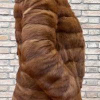Pelliccia Visone marrone chiaro miele cappuccio