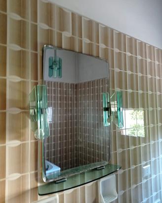 specchio bagno con lampadario abbinato 