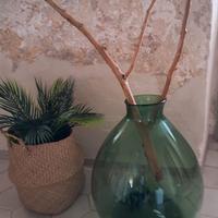 Damigiana vintage in vetro soffiato collo largo