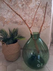 Damigiana vintage in vetro soffiato collo largo