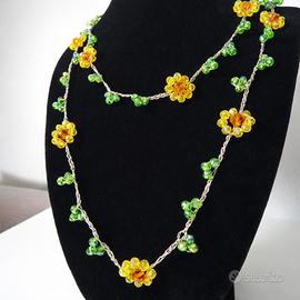 Collana Calendula Handmade in Uncinetto