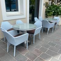 Due tavolini da esterno con 8 poltroncine