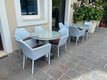 Due tavolini da esterno con 8 poltroncine